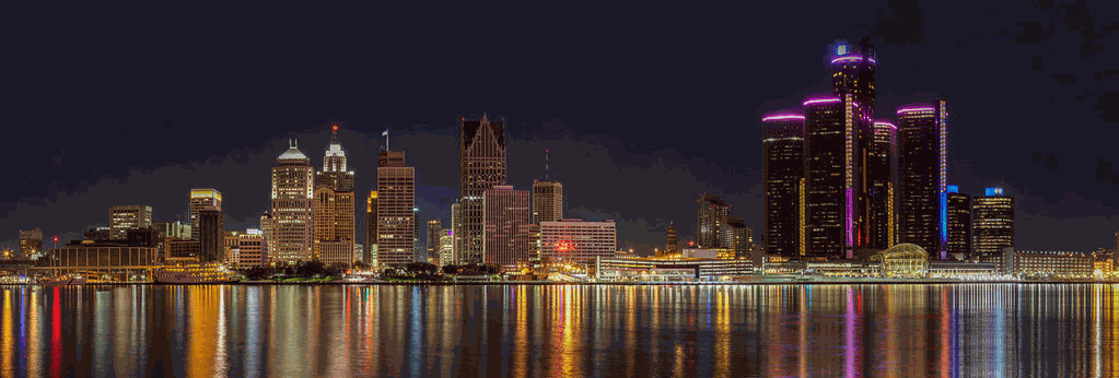 Downtown Detroit skyline at night